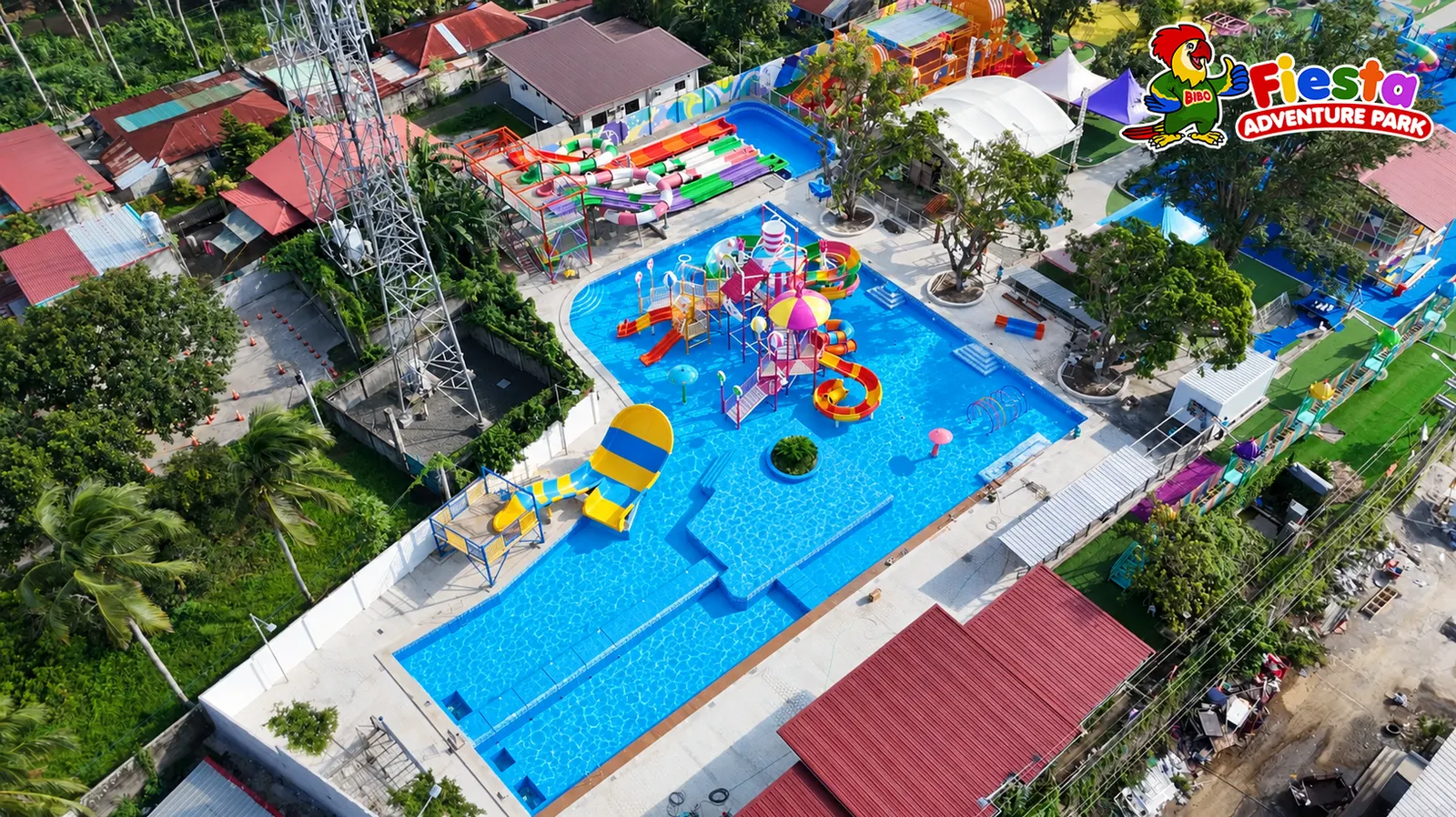 Aerial view of the Fiesta water park pools
